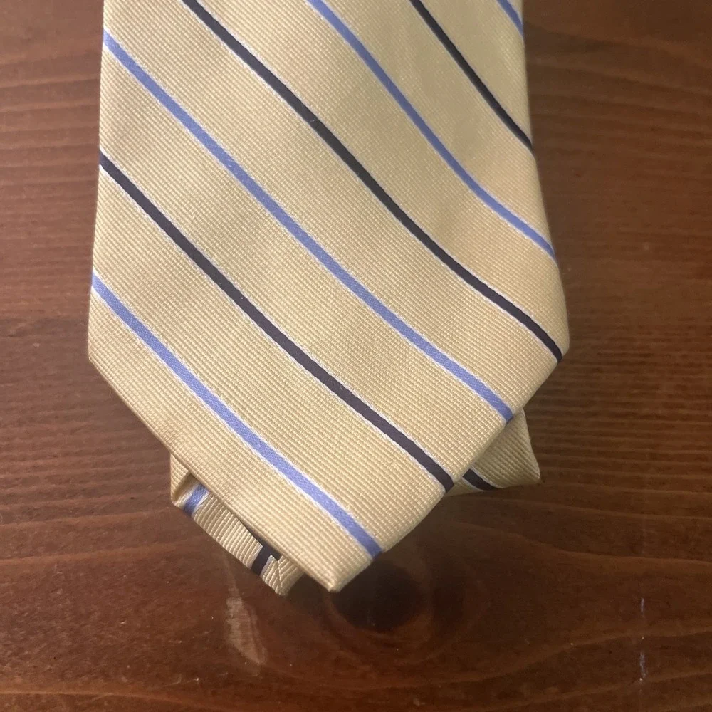 VTG Nautica 100% Silk Men's‎ Neck Tie Yellow Blue Stripe